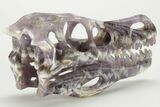 Carved Amethyst Dinosaur Crystal Skull - Ferocious! #227046-6
